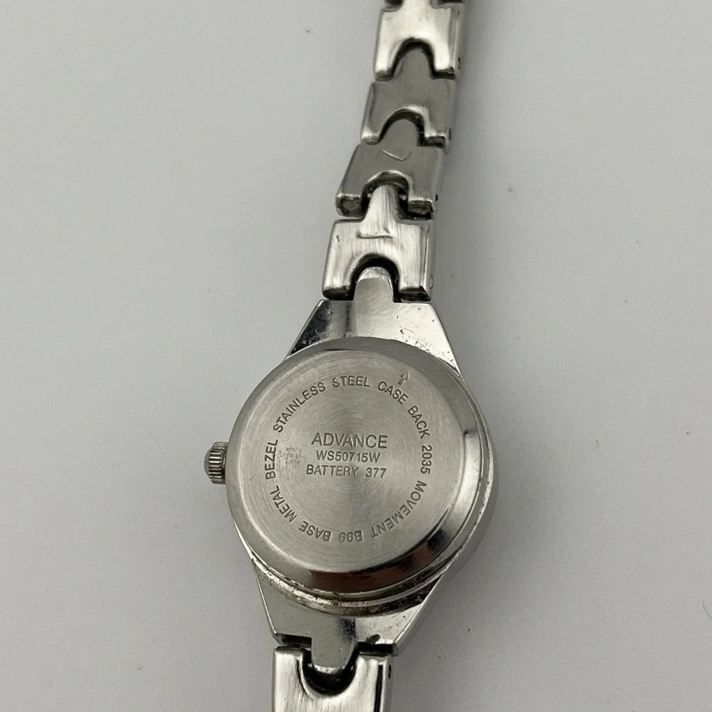 Advance Watch Women 22mm Case Silver Band Light Blue Dial Quartz-‎ New Battery